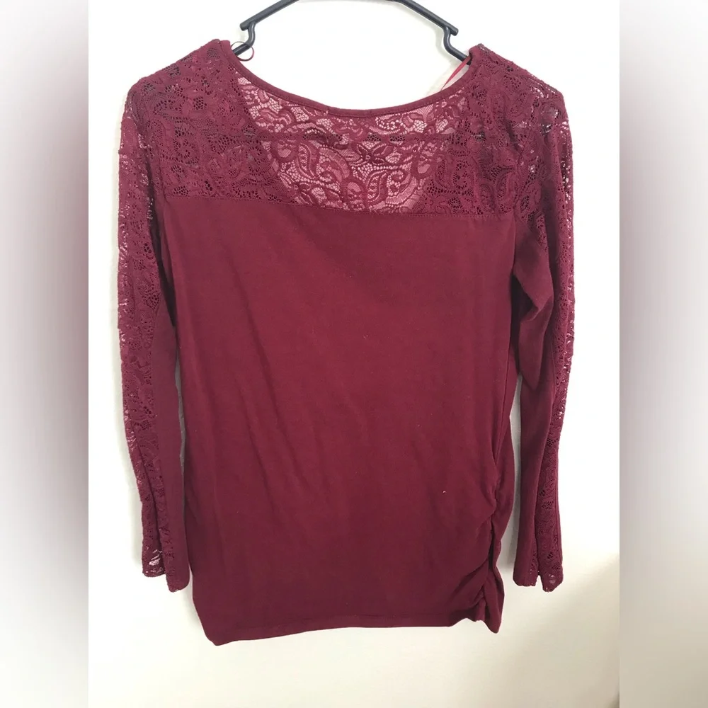Maroon long Sleeve Ambiance Maternity shirt (large) - Picture 4 of 6